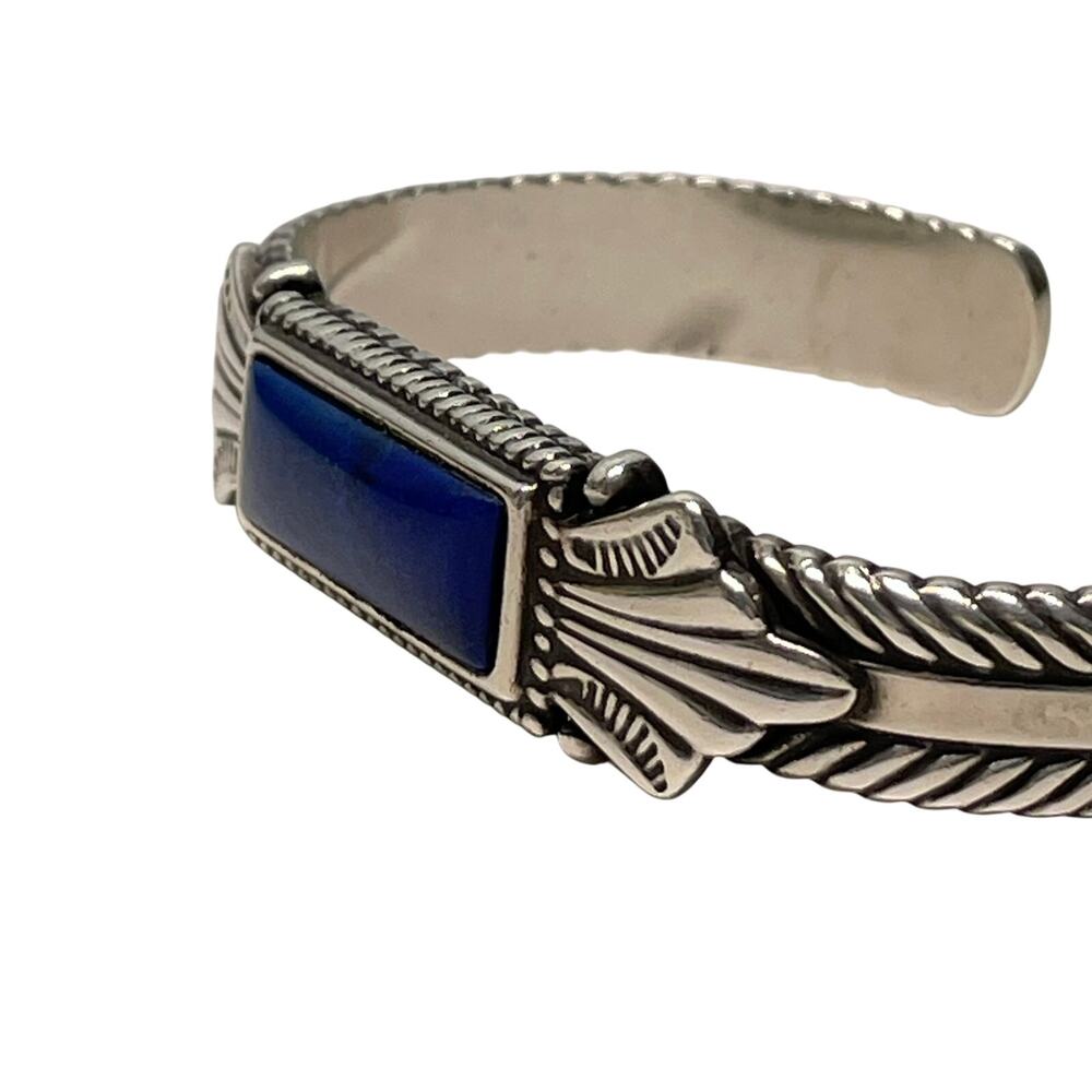 Carolyn Pollack Sterling Silver Cuff Bracelet Lapis Lazuli Stone Southwestern - Picture 4 of 6